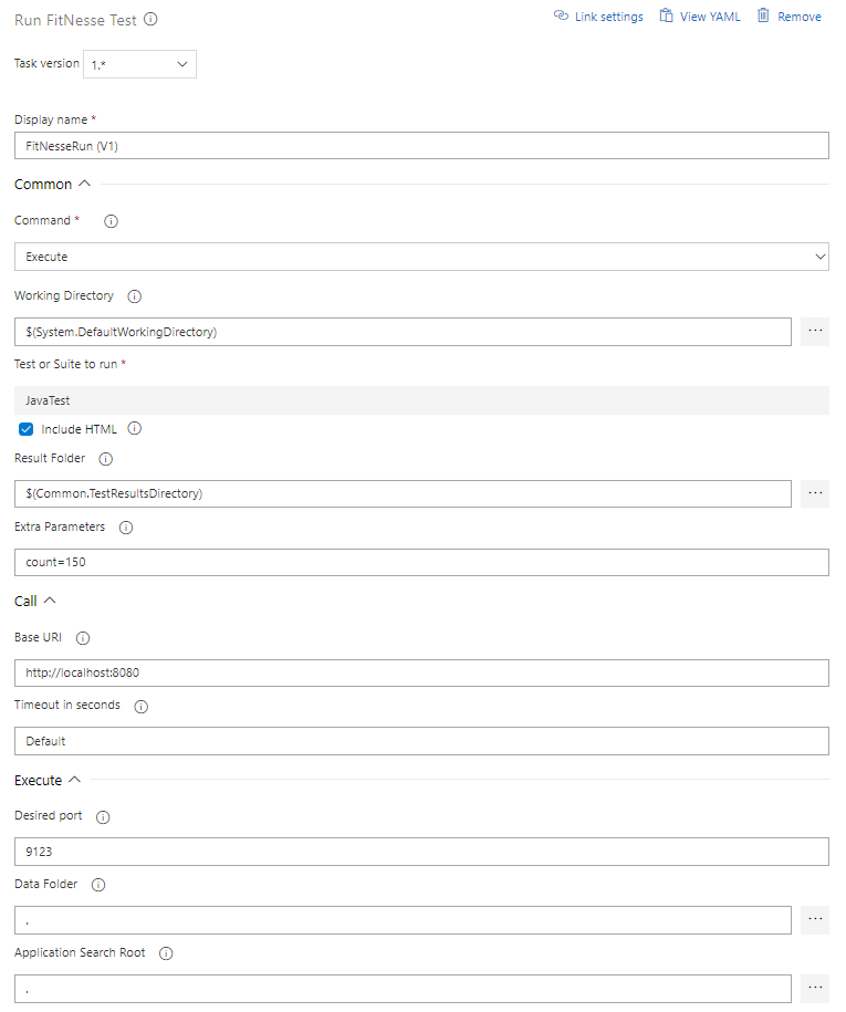 FitNesseRun parameters